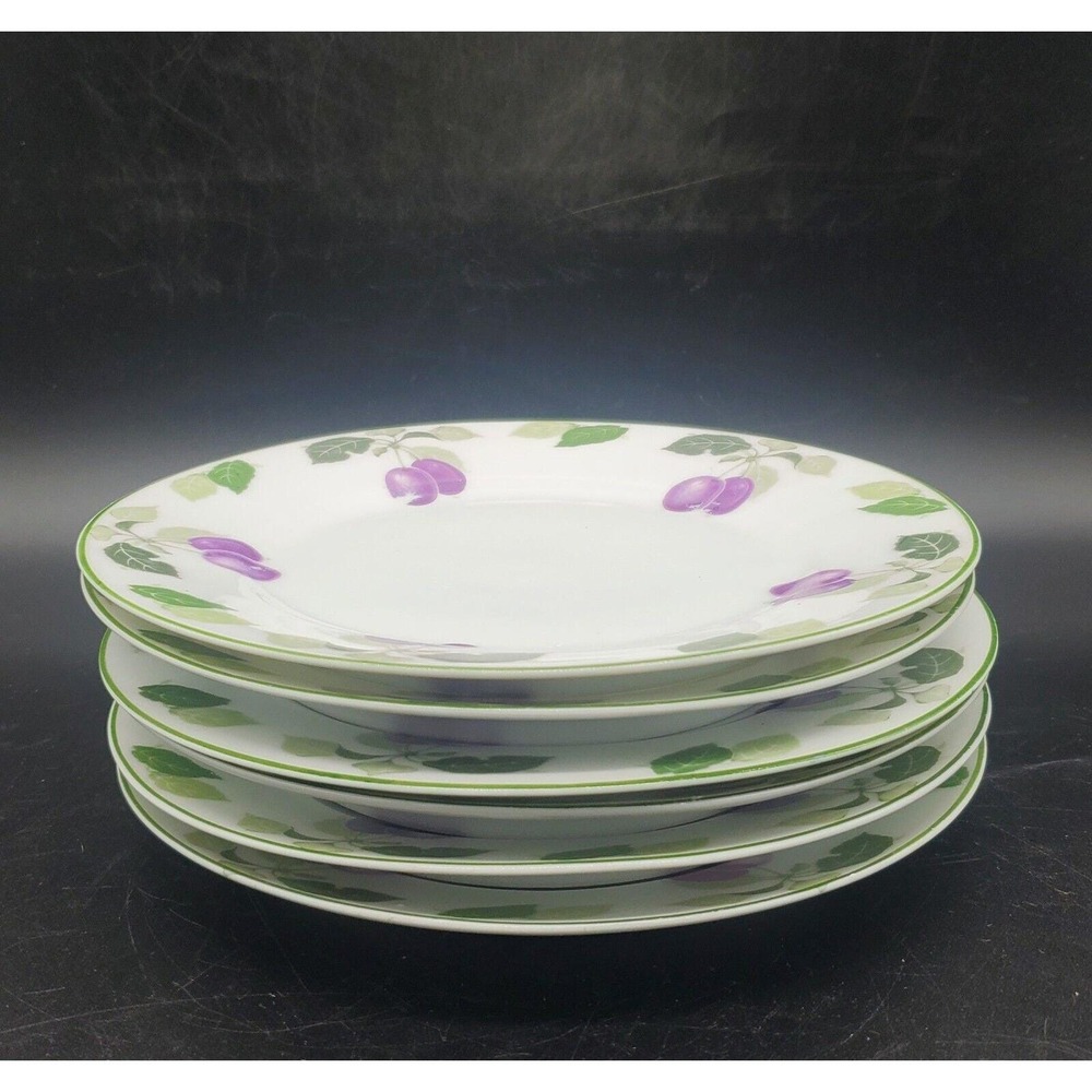 Vintage Thomas Bavaria Salad Plates Set/6 Handpainted Grapes Leaves Germany